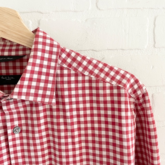 Paul Smith Byard Button down Shirt Red white Gingham Picnic Cotton Designer Sz L - Picture 10 of 14